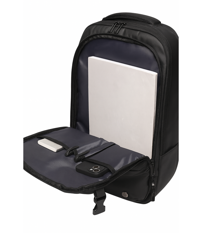 Basic Vacuum Fietsrugzak Zwart met Expandable Functie en Cijferslot – Waterafstotend, Vacuümvak & Laptopvak – Ideaal voor Fiets, Motor en Reizen – 48×28×13 cm