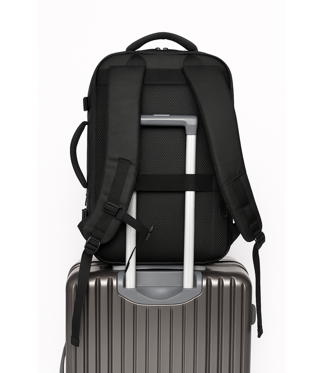 Basic Vacuum Fietsrugzak Zwart met Expandable Functie en Cijferslot – Waterafstotend, Vacuümvak & Laptopvak – Ideaal voor Fiets, Motor en Reizen – 48×28×13 cm