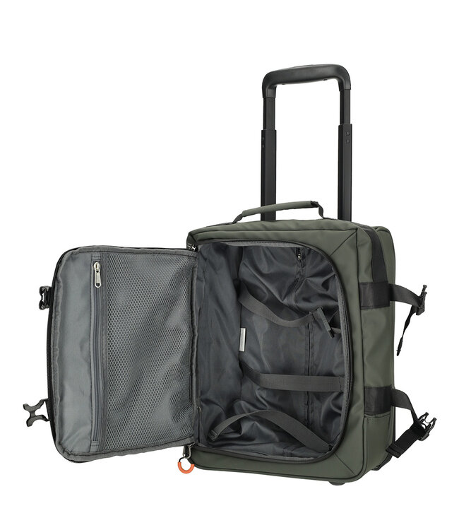 Enrico Benetti KLM handbagage geschikte afmeting – Enrico Benetti Stockholm underseater met wielen 40x30x20 cm – waterafstotende wieltas voor onder de vliegtuigstoel – Olijfgroen