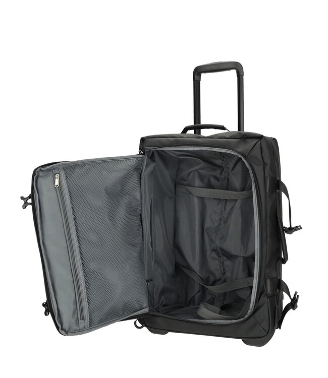 Enrico Benetti Enrico Benetti Stockholm handbagage reistas Zwart – lichtgewicht 2-wiels cabin bag – 55x35x20 cm – 38,5 liter – waterafstotend nylon/polyester