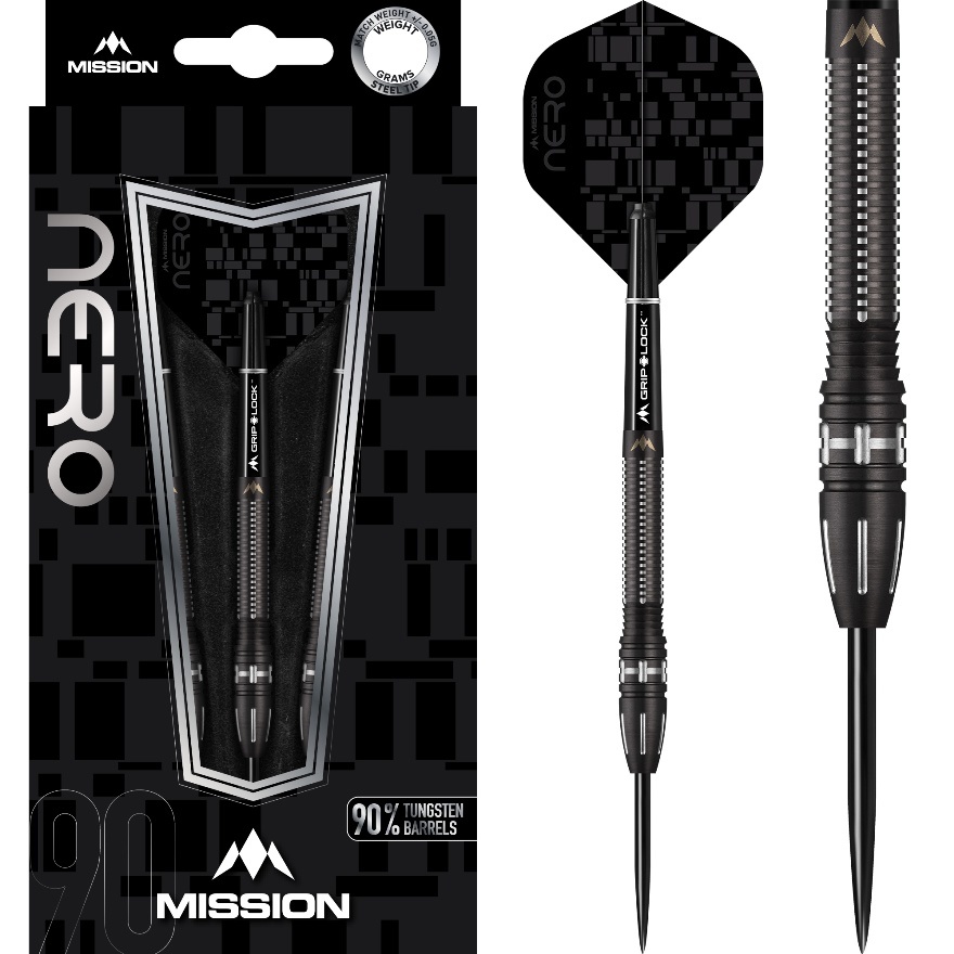 Mission darts Mission Nero Black M4 90% - Front Weighted