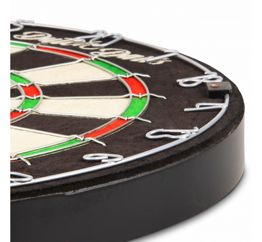 Dartset met roundwire dartbord, rode surround en een setje dartpijlen