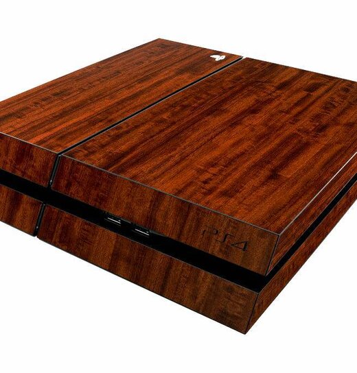 PS4 Aufkleber Dunkles Holz Eiche