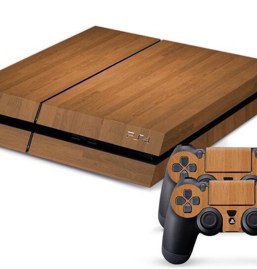 PS4 Aufkleber Holz Kirsche