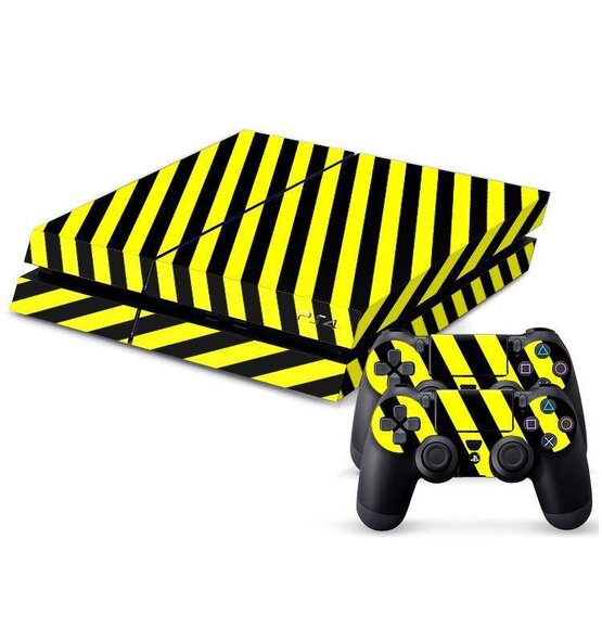 PS4 Aufkleber Schwarz/Gelb Gestreift