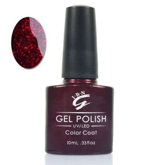 IBN Gel-Nagellack Dunkelrot Glitzer