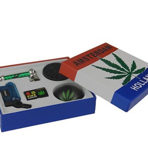 Cannabis Pipe, Lighter And Grinder Set Giveaway