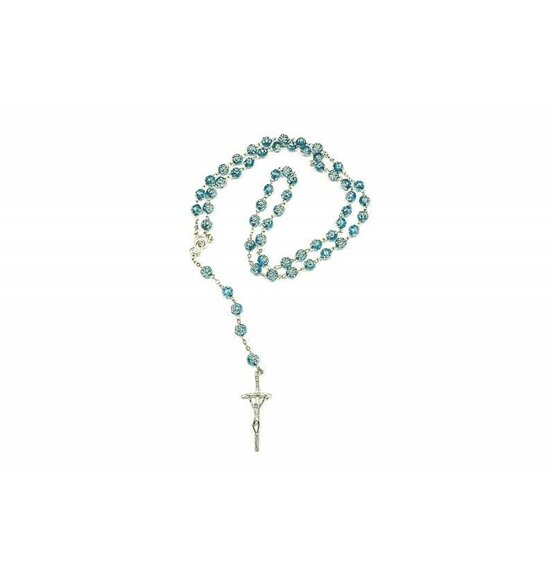 Rosary Beads Synthetic Turquiose With Silver Roses