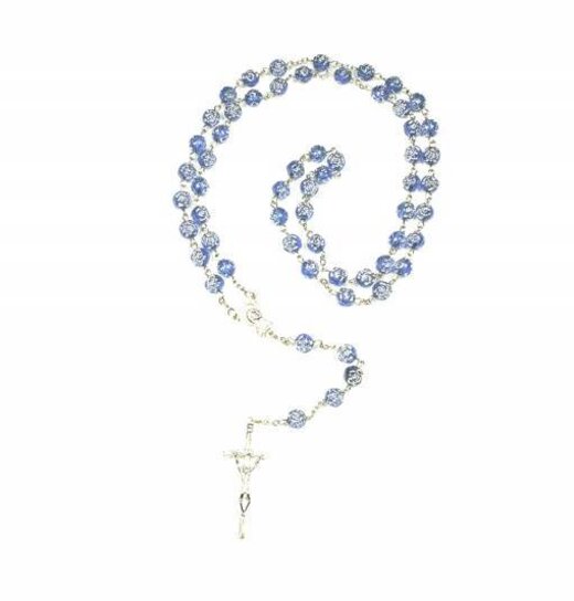 Rosary Blue With Silver Round Beads