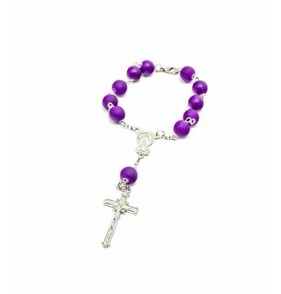 Rosary Bracelet / Key Bead Big Purple