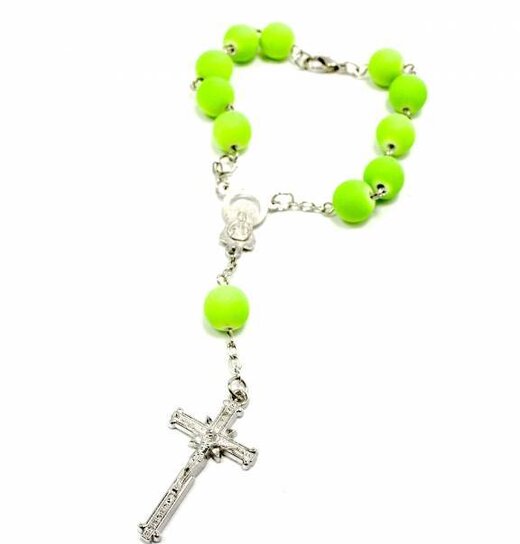 Rosary Bracelet / Key Bead Big Fluorescent Green