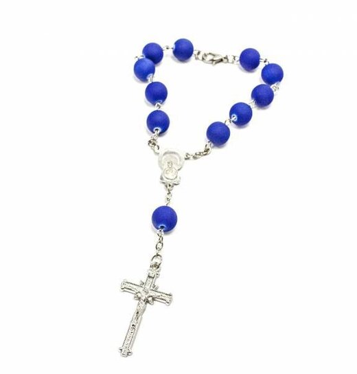Rosary Bracelet / Bead Keychain Big Blue