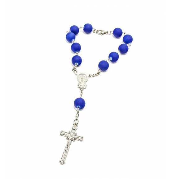Rosary Bracelet / Bead Keychain Big Blue