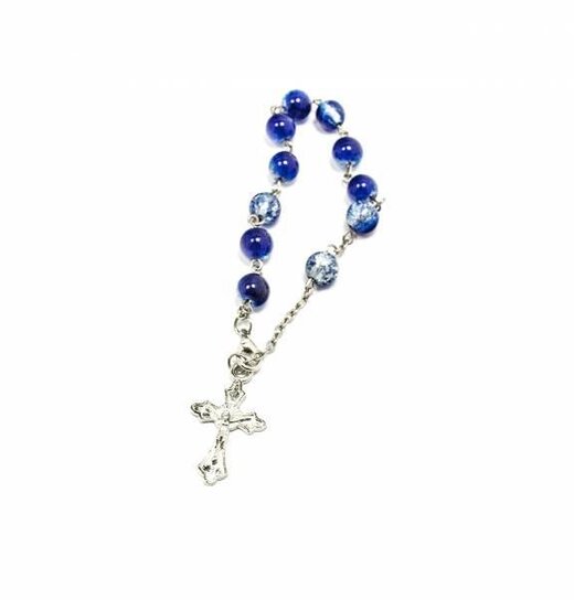Rosary Bracelet / Clear Blue Key Plastics