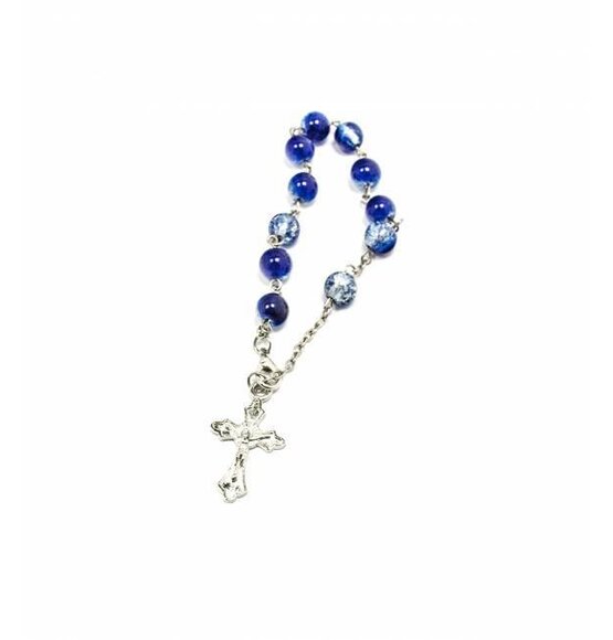 Rosary Bracelet / Clear Blue Key Plastics