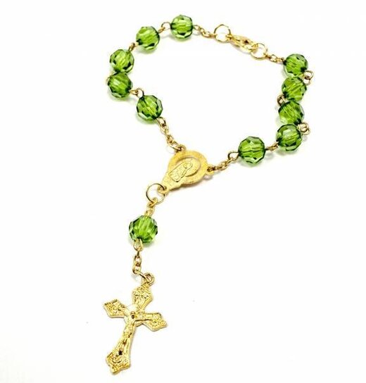 Rosary Bracelet / Clear Key Green