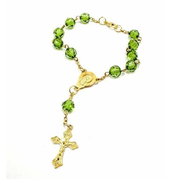 Rosary Bracelet / Clear Key Green