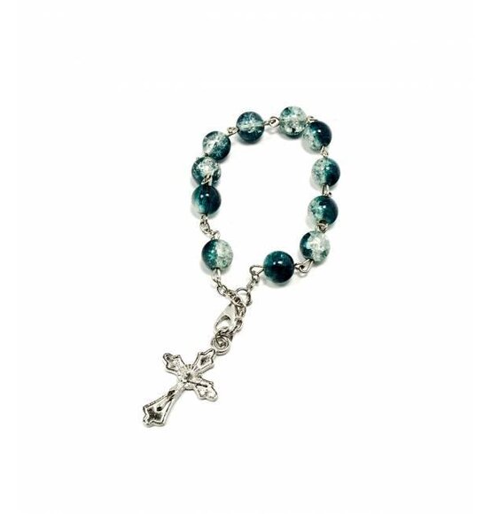 Rosary Bracelet / Clear Blue Key Plastics