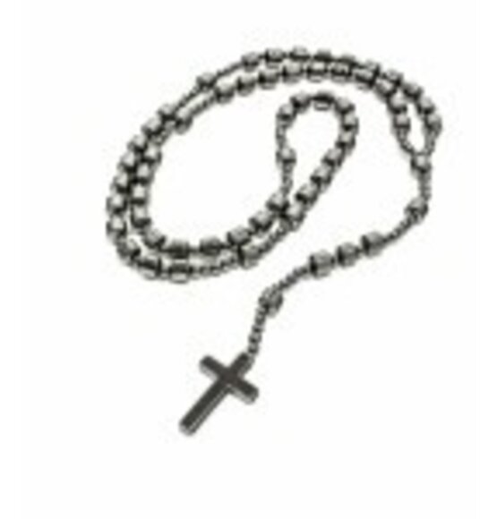 Anthracite Rosary Beads With Big Cylinder Metal