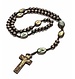 Wooden Rosary Dark Brown With Saints / Silver