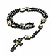 Wood Rosary Black With Saints / Gold