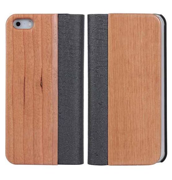 Wood Leather Flip Cover IPhone 5 / 5S