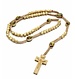 Light Brown Wood Rosary With Saints / Silver