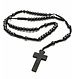 Wooden Necklace With Cross / Rosary Black Wood