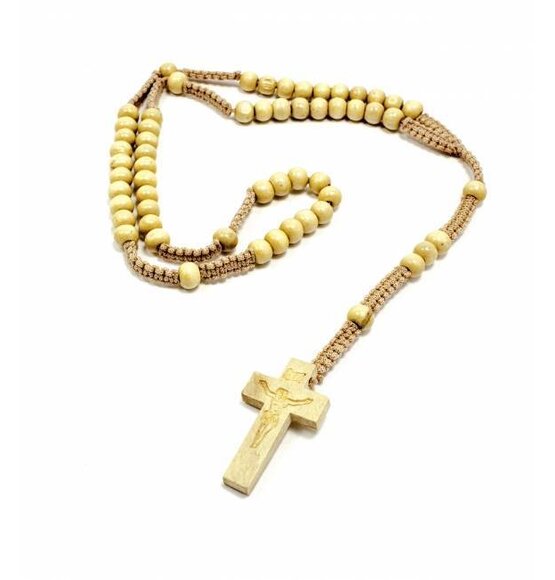 Wooden Necklace With Cross / Rosary Blankhout