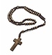 Wooden Necklace With Cross / Rosary Brown