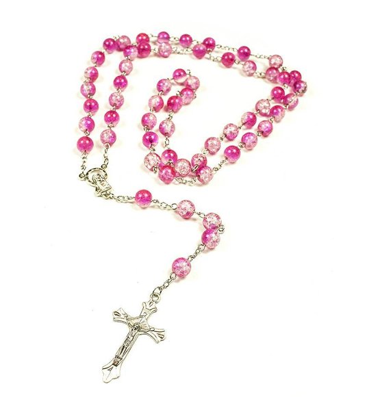 Rosary Pink / White Glass