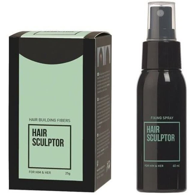HAIR SCULPTOR Fibres Black + Spray Fixateur Sculpteur Cheveux
