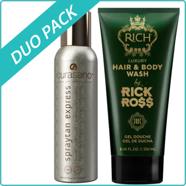 CURASANO Spraytan, Tanning Spray, 200ml + Rick Ross Hair & Body Wash, 250ml