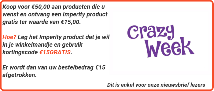 15€ Gratis aan Imperity producten  bij uw bestellng