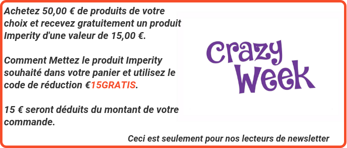 15 € gratuits avec les produits Imperity avec votre commande