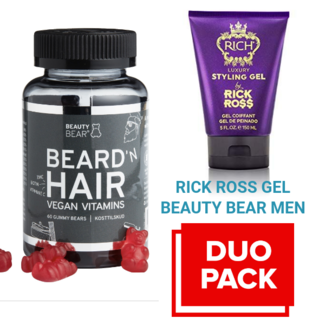 BEAUTY BEAR 1xHair Vitamines, 60 Gummies -1xMEN + Rick Ross Gel