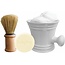 The Shave Factory Shave Set White Porcelain Shaving Bowl, Shaving Brush and Shaving Soap.