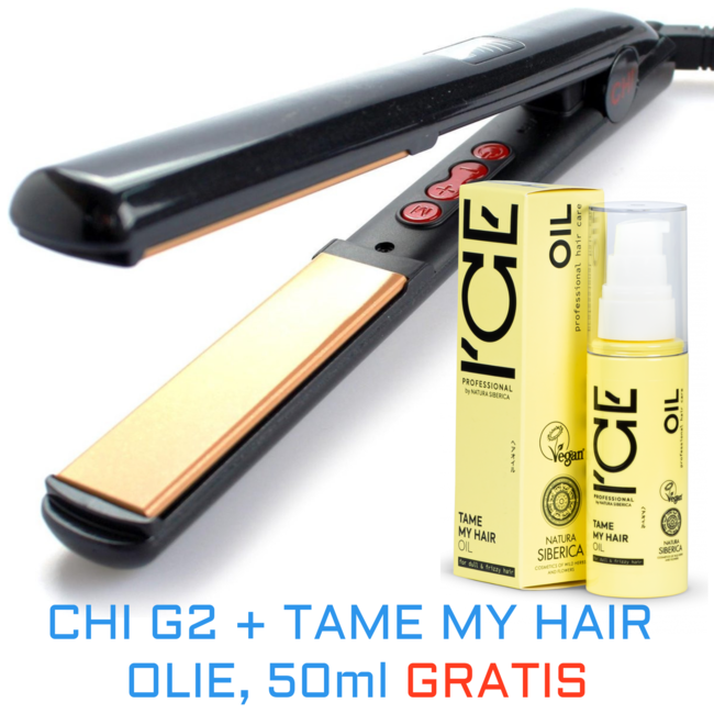 CHI G2 Ceramic Hair Straightener + TAME MY HAIR Oil, 50ml