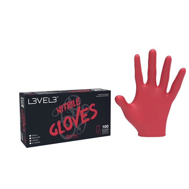 L3VEL3 Nitrile Handschoenen 100pcs -  RED ISH - (4 Maten)