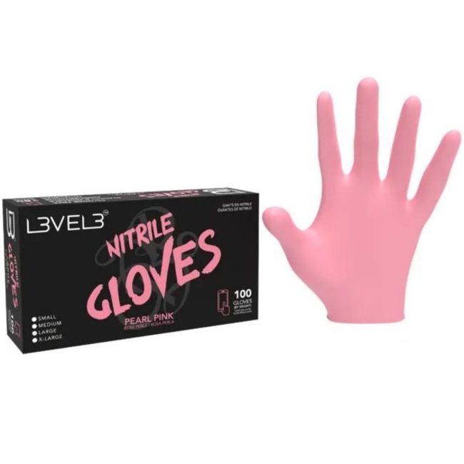 L3VEL3 Nitrile Gloves 100pcs - PEARL PINK - (4 Sizes)