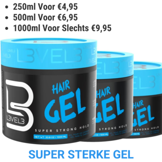 L3VEL3 Super Strong Hair Styling Gel (Choose Your Size)