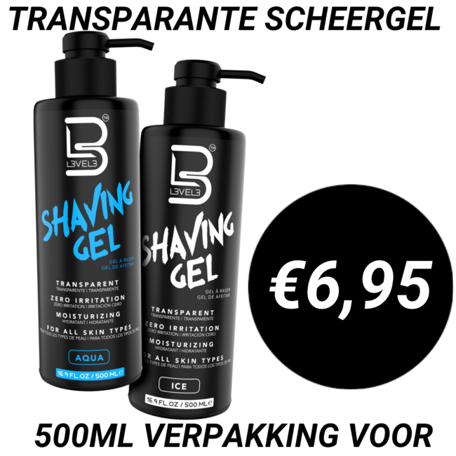 L3VEL3 Gel à raser transparent Glace, 500 ml