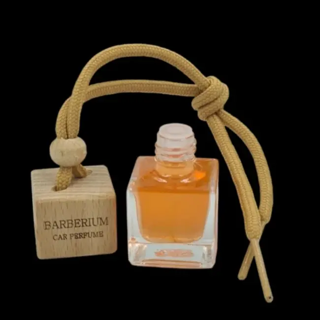 BARBERIUM AUTO GEUREN Glazen Hanger HOUTEN Dop , 7ml (Kies Uw Geur)