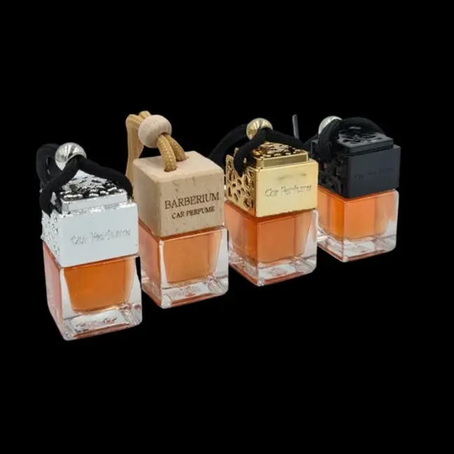 BARBERIUM AUTO GEUREN Glazen Hanger HOUTEN Dop , 7ml (Kies Uw Geur)