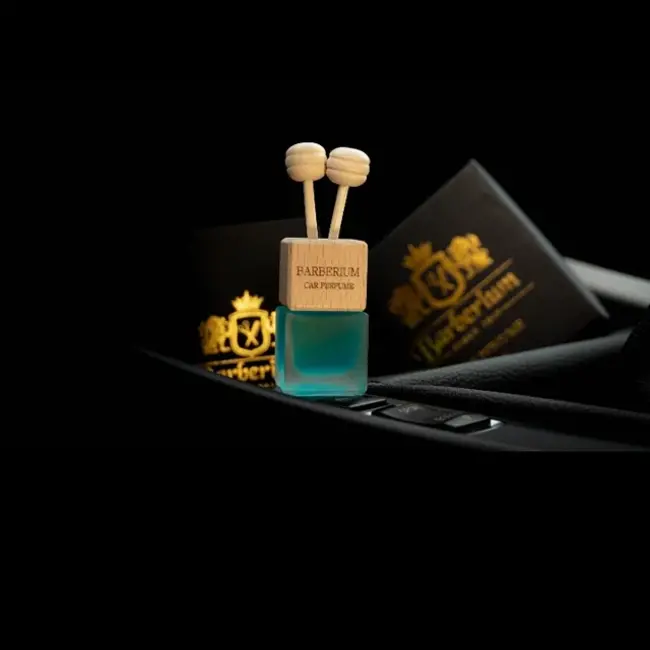 BARBERIUM AUTO GEUREN Glazen Ventilatie Houder HOUTEN Dop , 7ml (Kies Uw Geur)