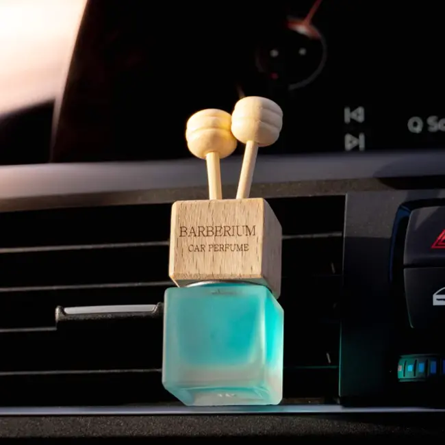 BARBERIUM AUTO GEUREN Glass Vent Holder WOODEN Cap , 7ml (Choose Your Fragrance)