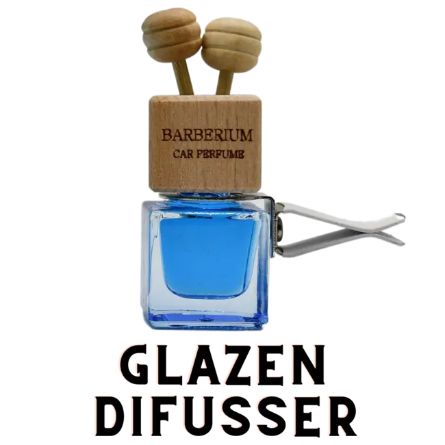 BARBERIUM AUTO GEUREN Glass Vent Holder WOODEN Cap , 7ml (Choose Your Fragrance)