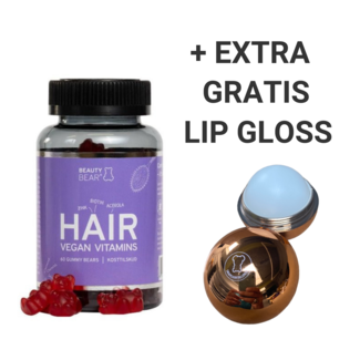 BEAUTY BEAR Hair Vitamins, 60 Gummies + 1 x Lip Gloss