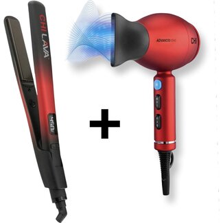 CHI Lava Volcanic Ceramic - Hair Straightener + 1875 Series - Compact Hair Dryer