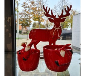 Keramieken potje met zwaaiende kerstman. Keramieken potje met zwaaiende kerstman.